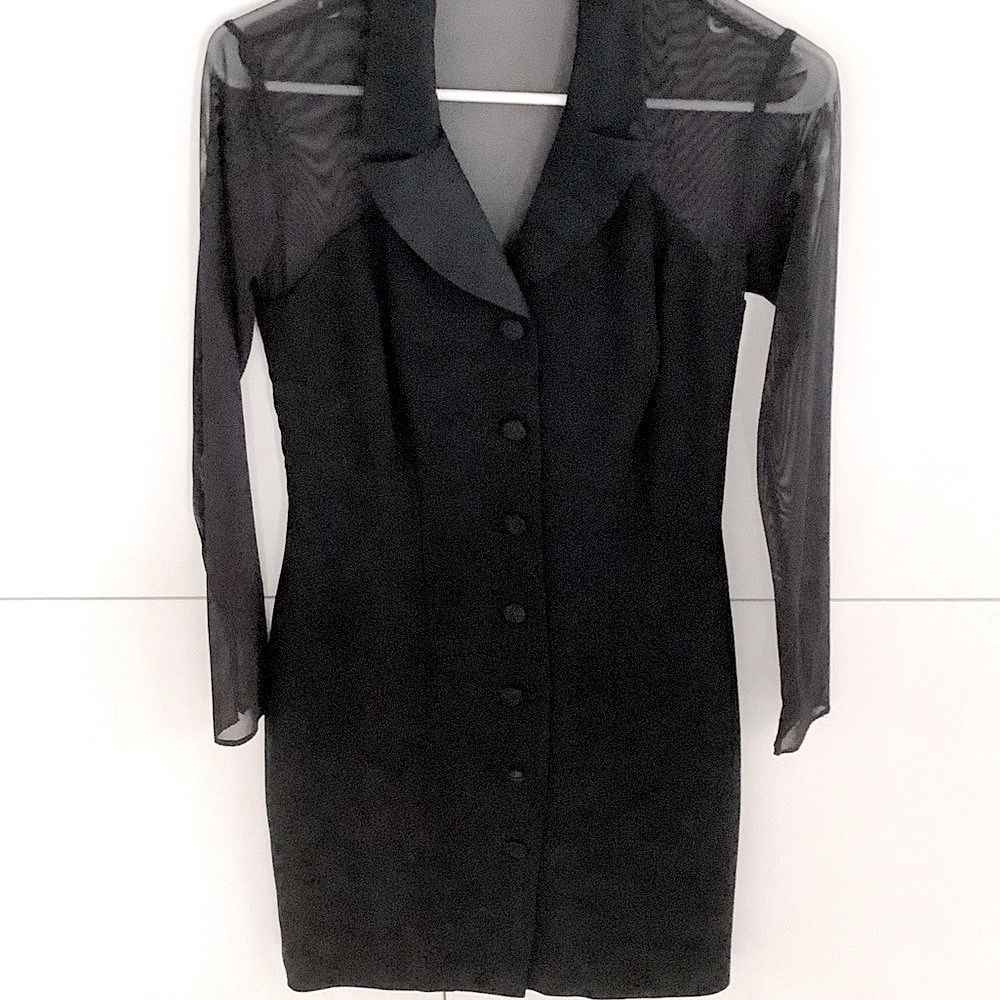 ANDREA POLIZZI. Elegant Black Sheer Sleeve Dress